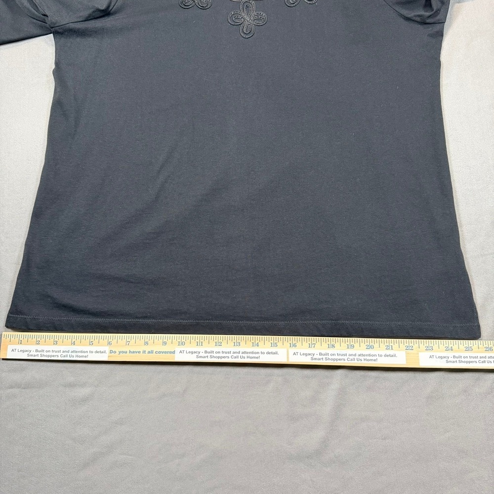 Liz & Me Women 0X 14/16W Black Soutache Embroidered V-Neck 3/4 Sleeve Top Casual - Picture 11 of 14